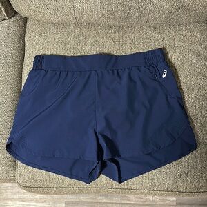 Asics Blue Athletic Shorts Lightweight Elastic Waist